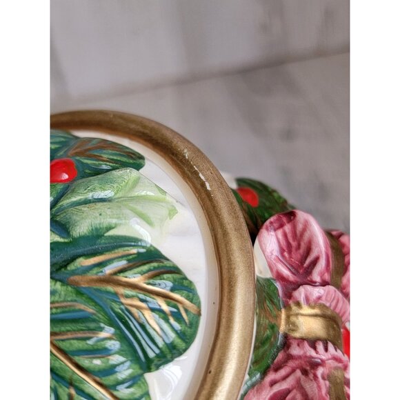 Bow pinecone mini cookie vase jar vintage home decor mistletoe xmas - Picture 8 of 9